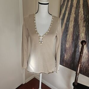 White House Black Market Taupe Knit Top